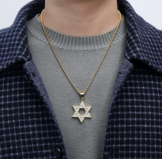 Star Of David Necklace Hebrew Star Chain Diamond 24in.