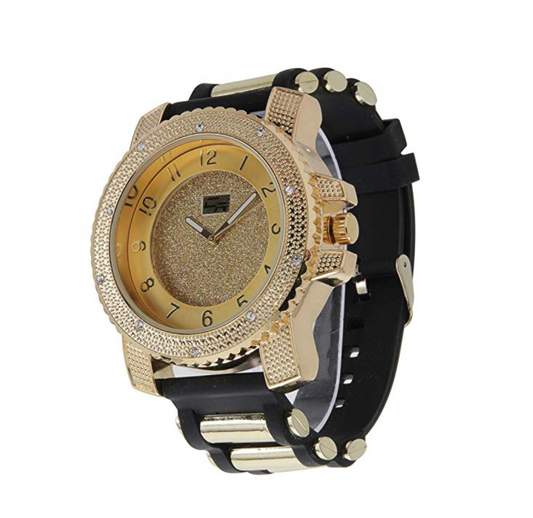 Hip Hop Watch Iced Out Red Bullet Band Gold Diamond