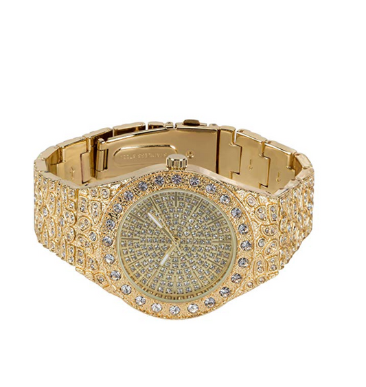 Gold Nugget Watch Diamond Hip Hop Jewelry