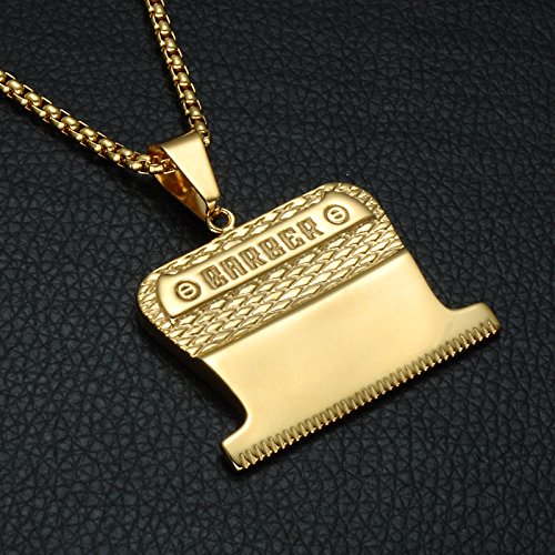 Gold Barber Clipper Necklace Barbershop Gold Chain 24in