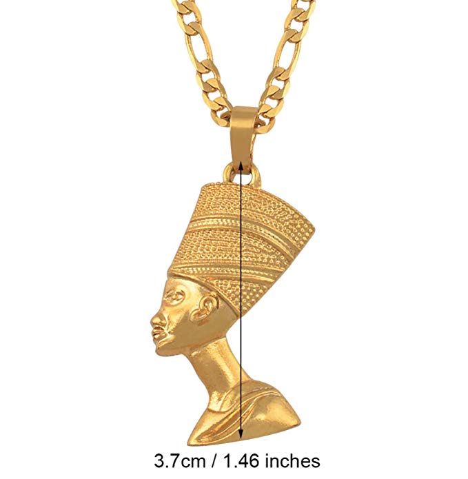 Gold Queen Nefertiti Necklace African Chain Pharaoh Wife 24in