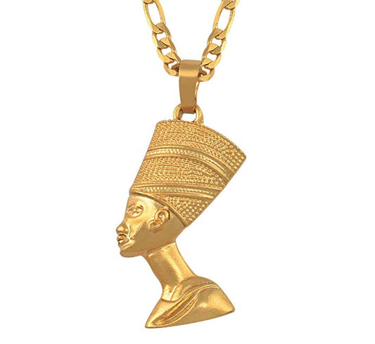 Gold Queen Nefertiti Necklace African Chain Pharaoh Wife 24in