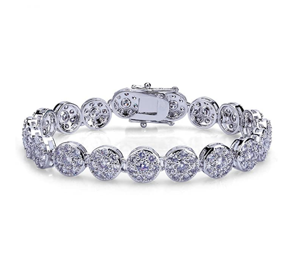 Solitaire Round Diamond Halo Cluster Circle Bracelet