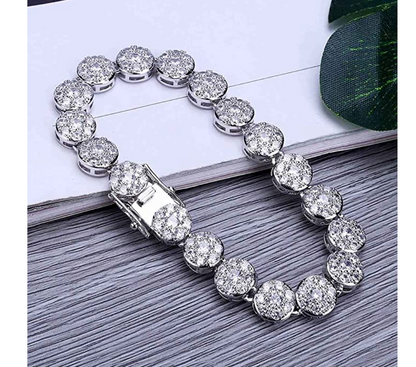 Solitaire Round Diamond Halo Cluster Circle Bracelet