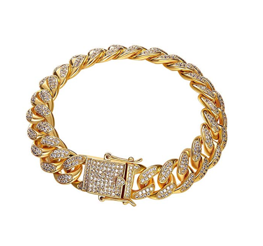 12mm Triple Lock Cuban Link Chain Bracelet Diamond