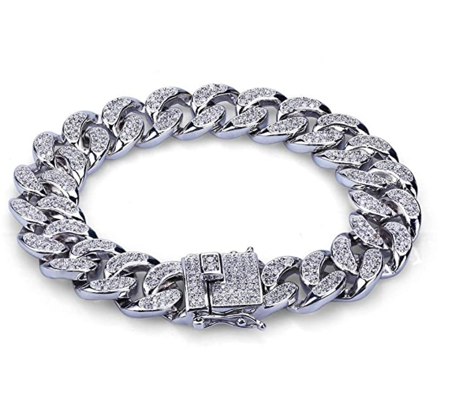 12mm Triple Lock Cuban Link Chain Bracelet Diamond