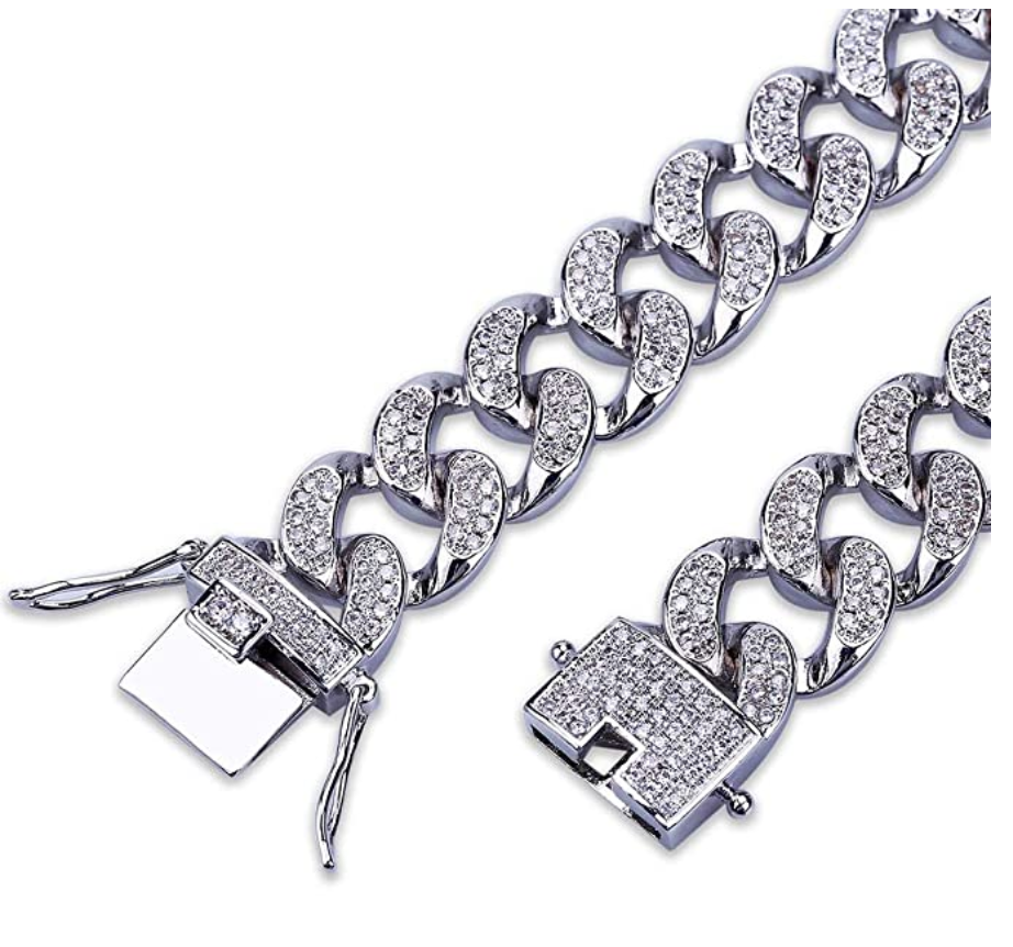 12mm Triple Lock Cuban Link Chain Bracelet Diamond