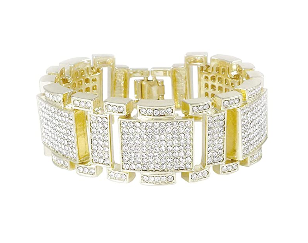 Diamond Bracelet Large Gold Silver Big Square Bracelet