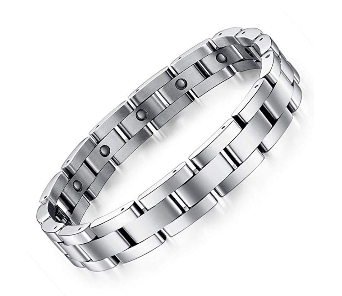 925 Sterling Silver Bracelet Sleek Magnetic Therapy Bracelet 9in.