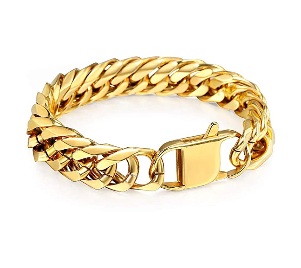 Stainless Steel Heavy Curb Link Bracelet Cuban Link Chain Bracelet 8in.