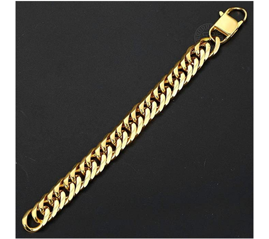 Stainless Steel Heavy Curb Link Bracelet Cuban Link Chain Bracelet 8in.