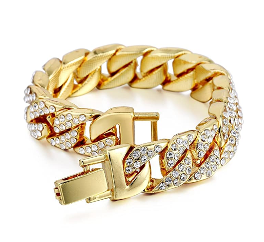 Cuban Link Diamond Bracelet Gold Silver