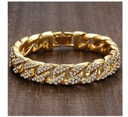 Cuban Link Diamond Bracelet Gold Silver