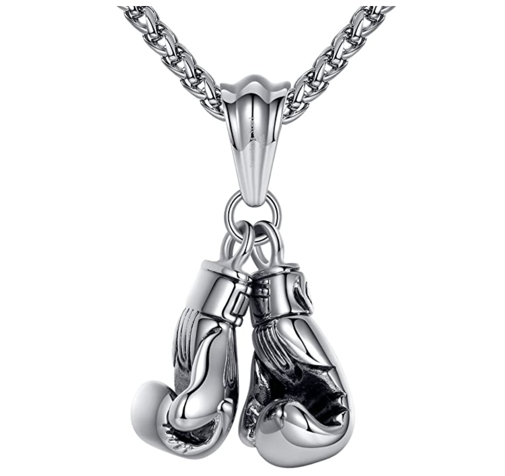 Stainless Steel Boxing Gloves Chain Boxing Gloves Necklace Silver Gold Fighter Jewelry 24in.