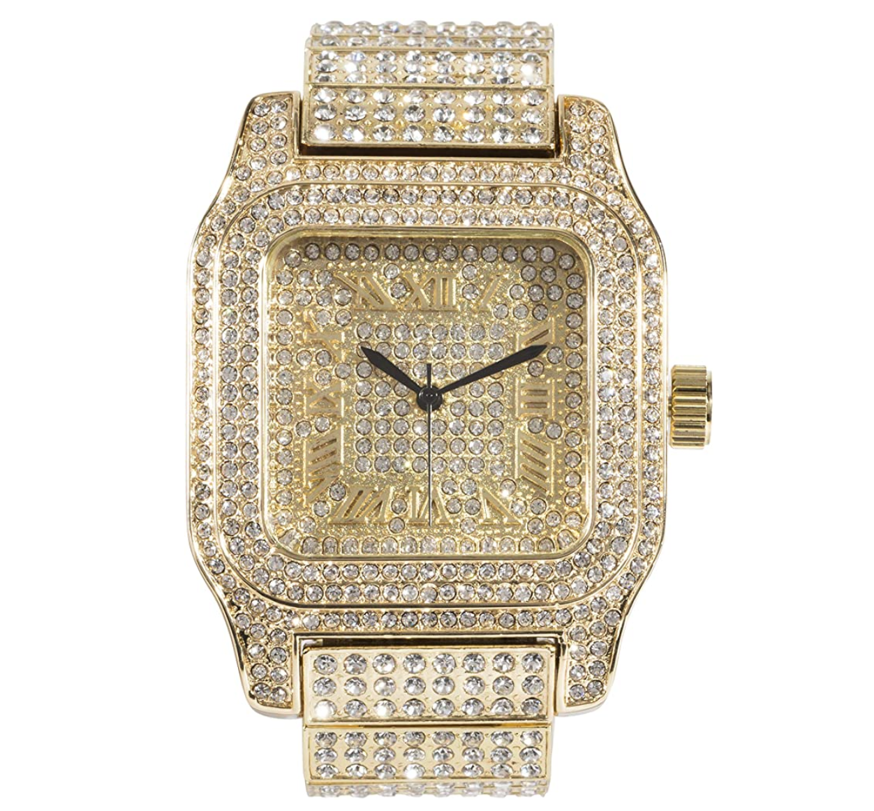 2-Tone Silver Gold Diamonds Bust Down Large Watch 45mm