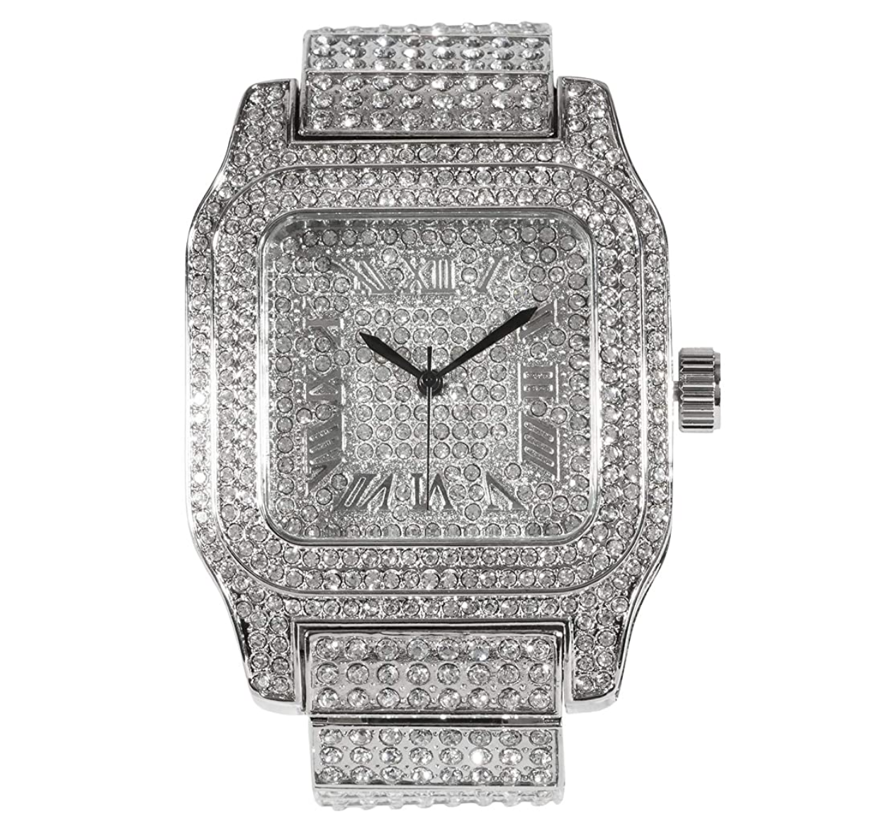 2-Tone Silver Gold Diamonds Bust Down Large Watch 45mm