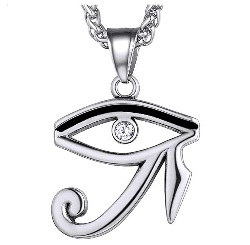 Eye of Ra Pendant Gold African Jewelry Stainless Steel 24in.