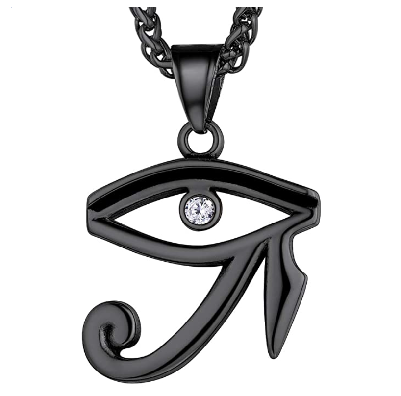 Eye of Ra Pendant Gold African Jewelry Stainless Steel 24in.