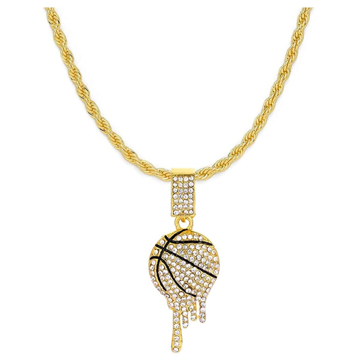 Basketball Necklace Basketball Drip Pendant Diamond Chain 24in.