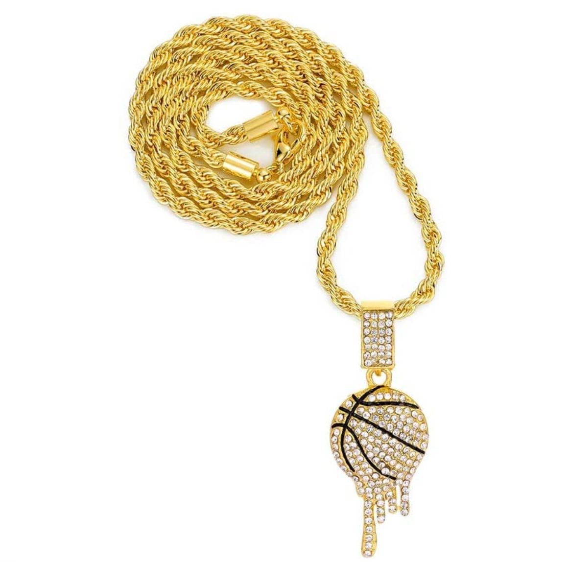 Basketball Necklace Basketball Drip Pendant Diamond Chain 24in.