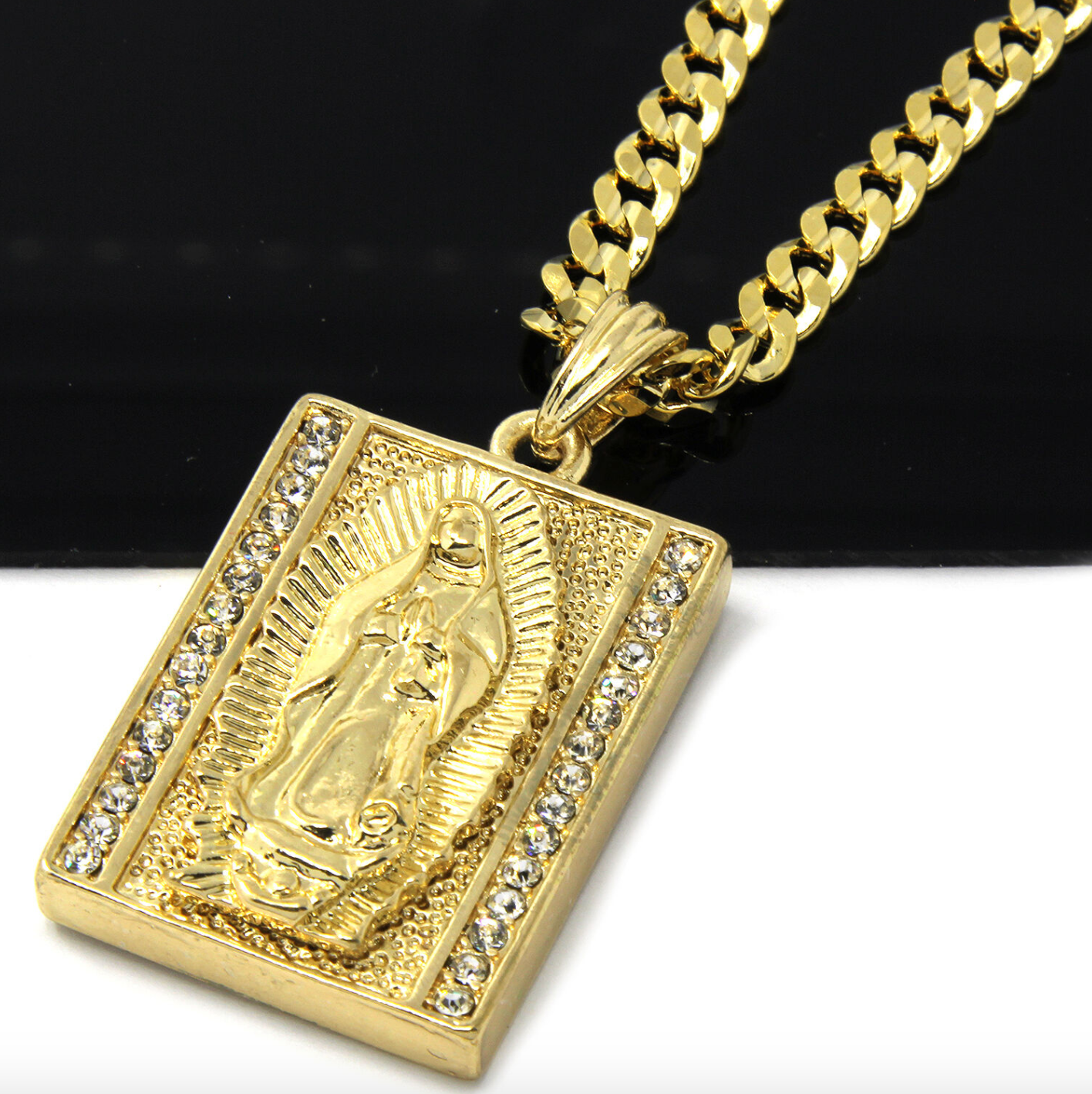 The Virgin Mary Chain Pendant Gold Necklace 24in.