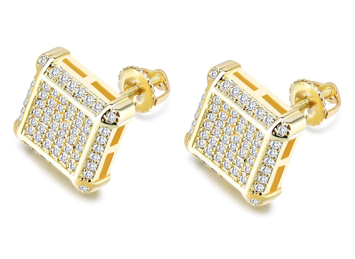 11mm Hip Hop Square Stud Earring Diamond Earring