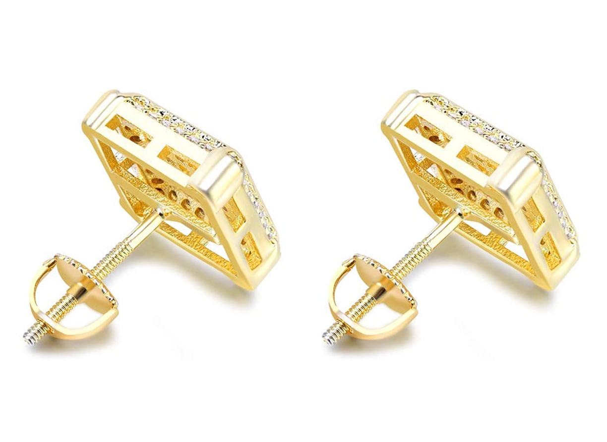 11mm Hip Hop Square Stud Earring Diamond Earring