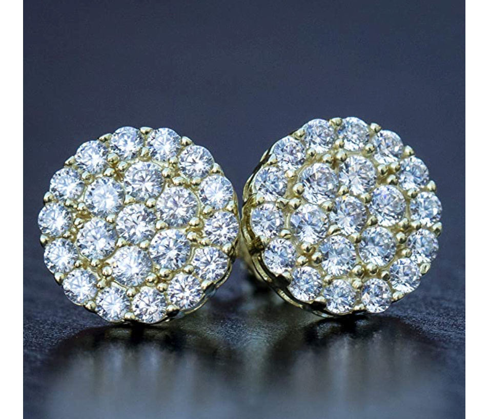 10mm Round Stud Cluster Earring Diamond Earrings