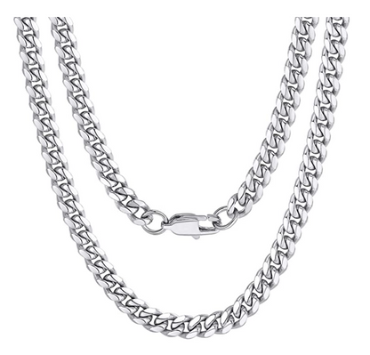 6mm Silver Tone Cuban Link Chain 18 - 30in.