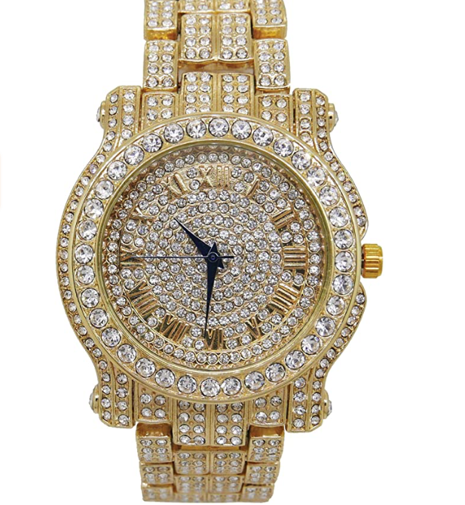 Watch Ring Set Diamond Plug Necklace Cuban Link Bracelet Tennis Chain Bundle