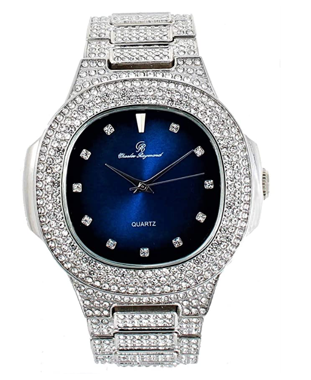 Gold Watch Red Face Diamond Hip Hop Iced Out Watch Bust Down