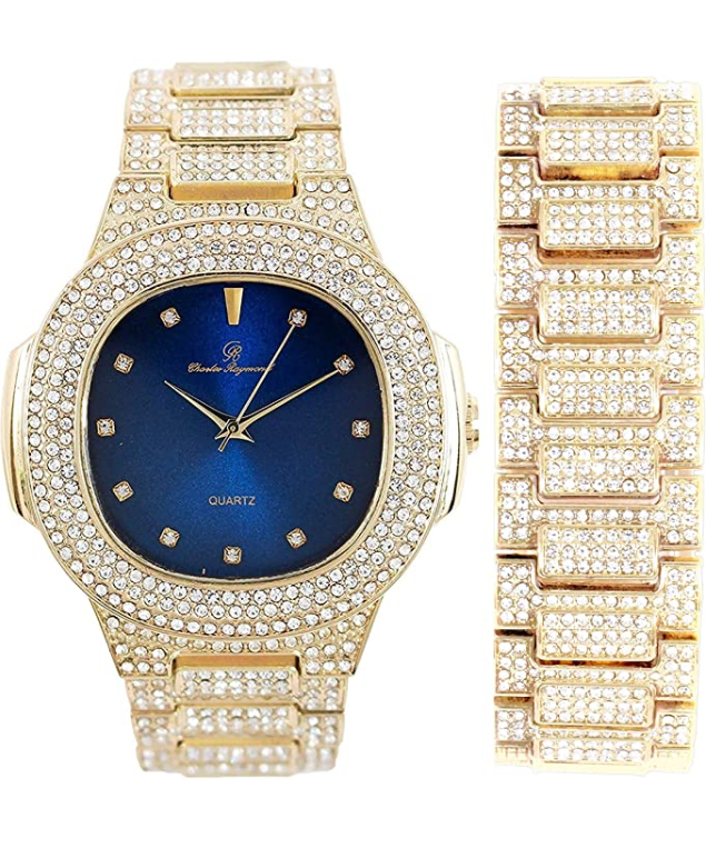 Diamonds Watch Set Bust Down Hip Hop Bracelet Bundle