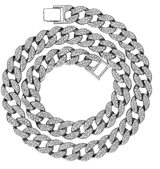 Miami Cuban Link Chain Necklace Diamond Gold Silver