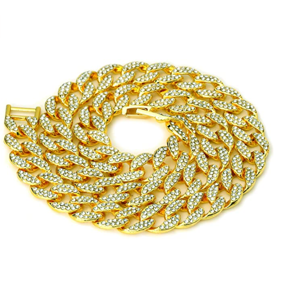 Miami Cuban Link Chain Necklace Diamond Gold Silver