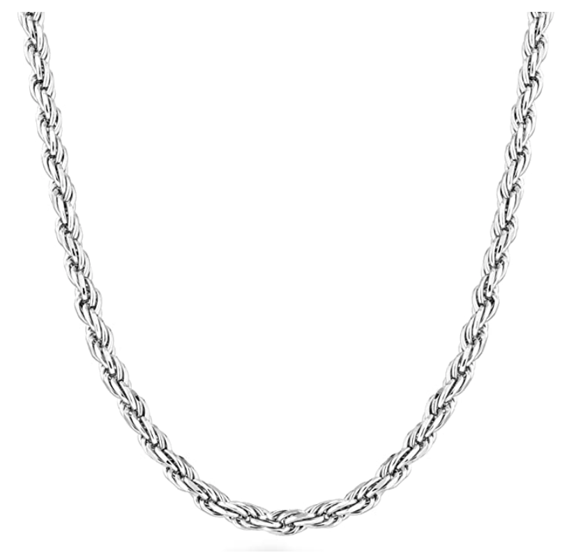 3mm Rope Necklace Men Twist Chain Braided 925 Sterling Silver Gold Tone 16 - 30in.