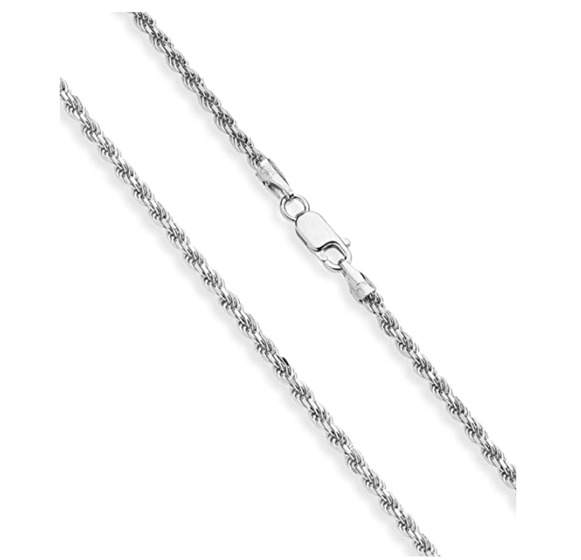 3mm Rope Necklace Men Twist Chain Braided 925 Sterling Silver Gold Tone 16 - 30in.