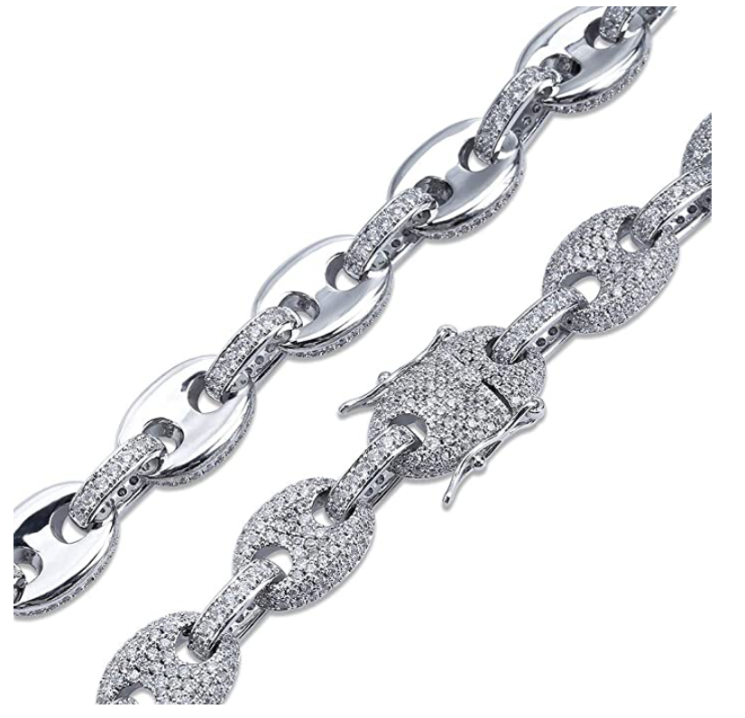 Hip Hop Rainbow Diamond Mariner Link Necklace Anchor Chain 18 - 22in.