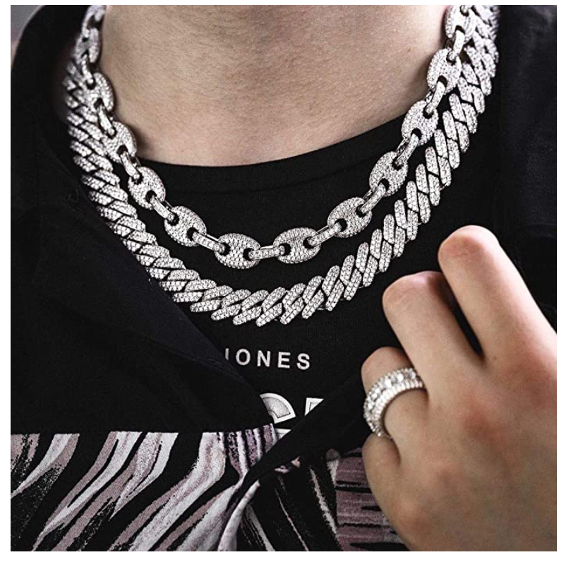 Hip Hop Rainbow Diamond Mariner Link Necklace Anchor Chain 18 - 22in.