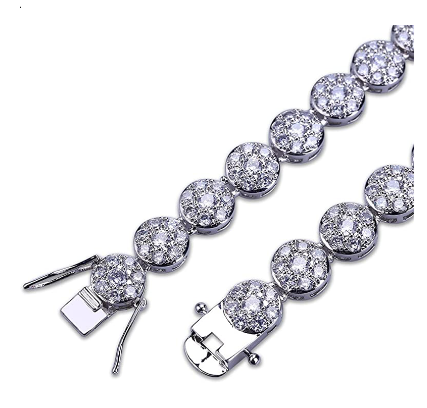 10mm Solitaire Cluster Necklace Round Diamond Cluster Tennis Chain 18 - 22in.