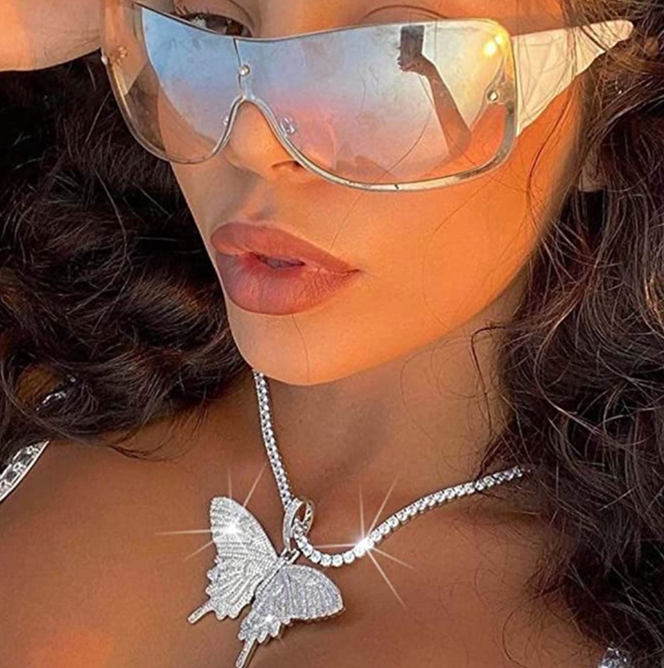 Diamond Tennis Chain Butterfly Necklace Pendants Hip Hop Jewelry 18in.