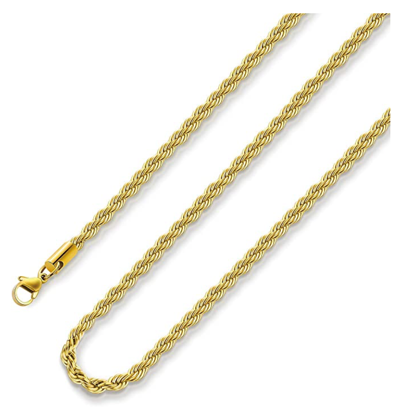 2.5 mm Rope Necklace Twist Chain Braided Stainless Steel Silver Gold Tone 16 - 30in.