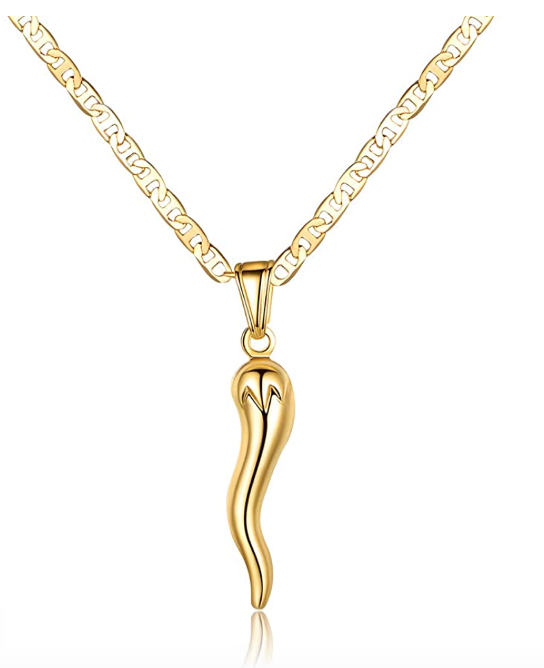 Gold Italian Horn Pendant Italian Jewelry Cornicello Pepper Necklace 18- 24in.