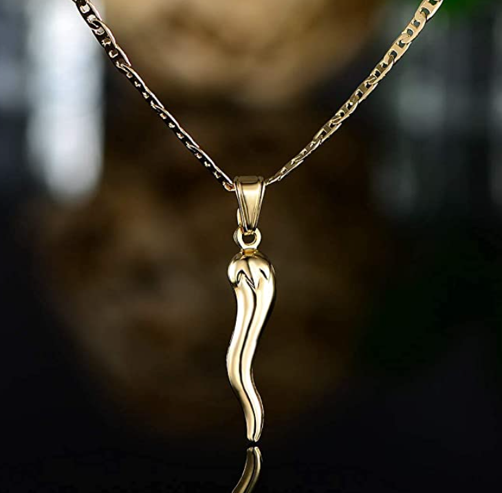 Gold Italian Horn Pendant Italian Jewelry Cornicello Pepper Necklace 18- 24in.