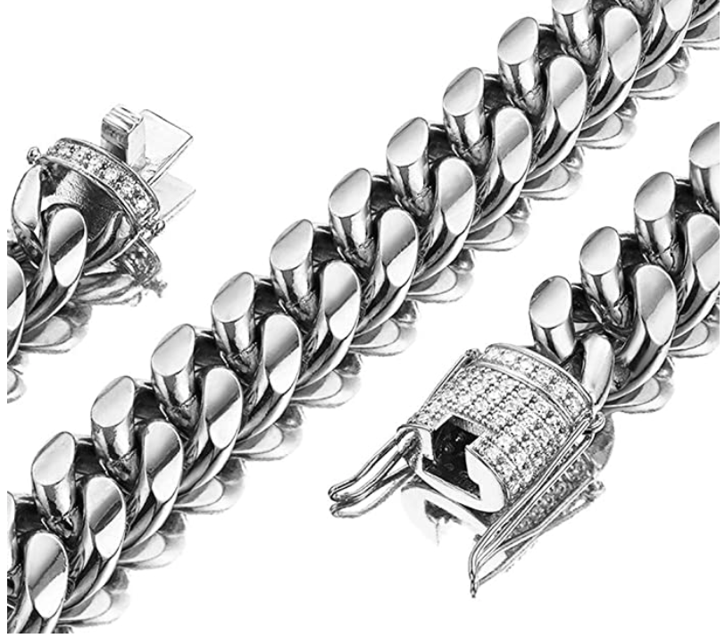 15mm Silver Tone Stainless Steel Cuban Link Chain 16 - 30in.