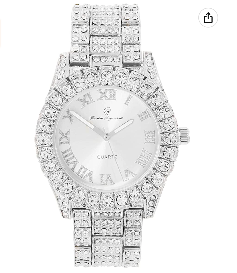 Womens Bust Down Pink Dial Watch Ladies Silver Diamond Watch