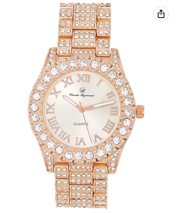 Womens Bust Down Pink Dial Watch Ladies Silver Diamond Watch