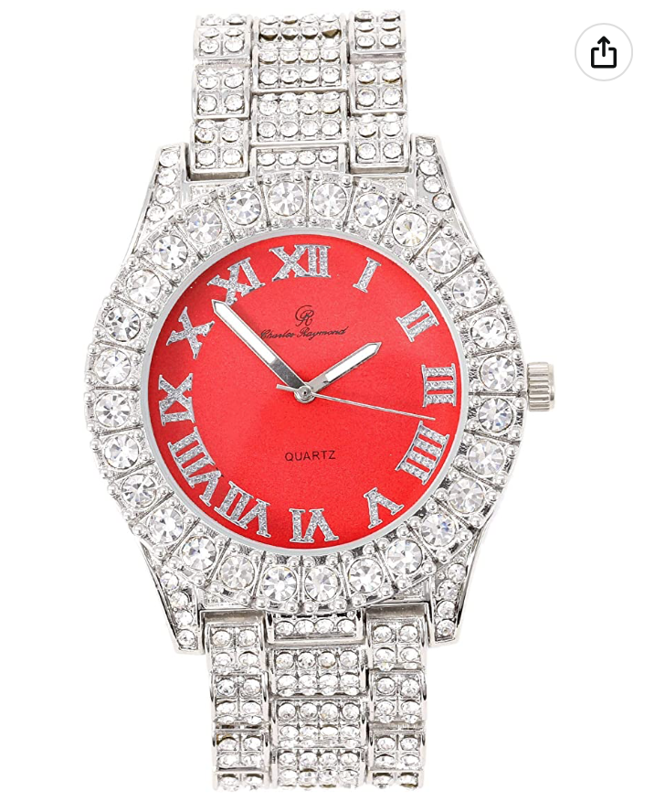 Womens Bust Down Pink Dial Watch Ladies Silver Diamond Watch