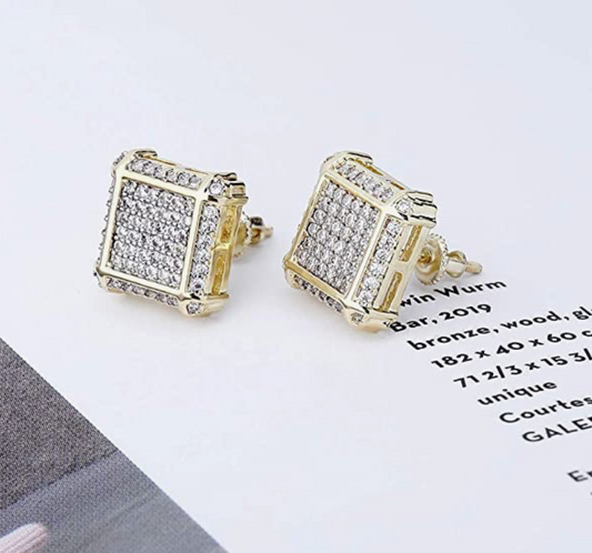 11mm Hip Hop Square Stud Earring Diamond Earring