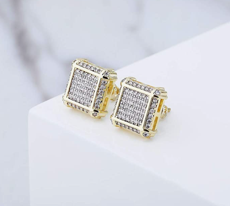 11mm Hip Hop Square Stud Earring Diamond Earring