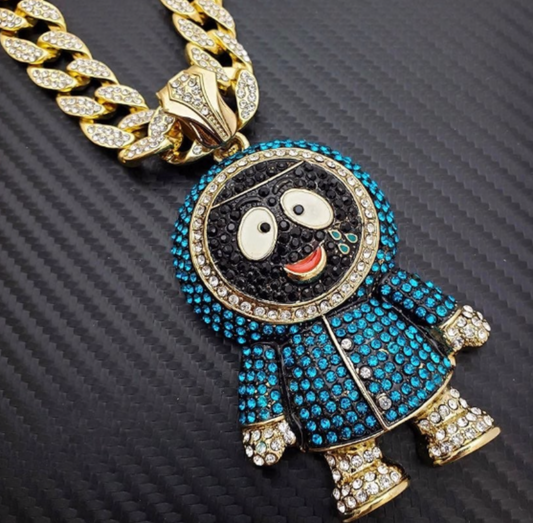 Blue Eskimo Necklace Cartoon Diamond Chain 18in.